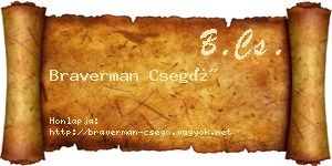 Braverman Csegő névjegykártya